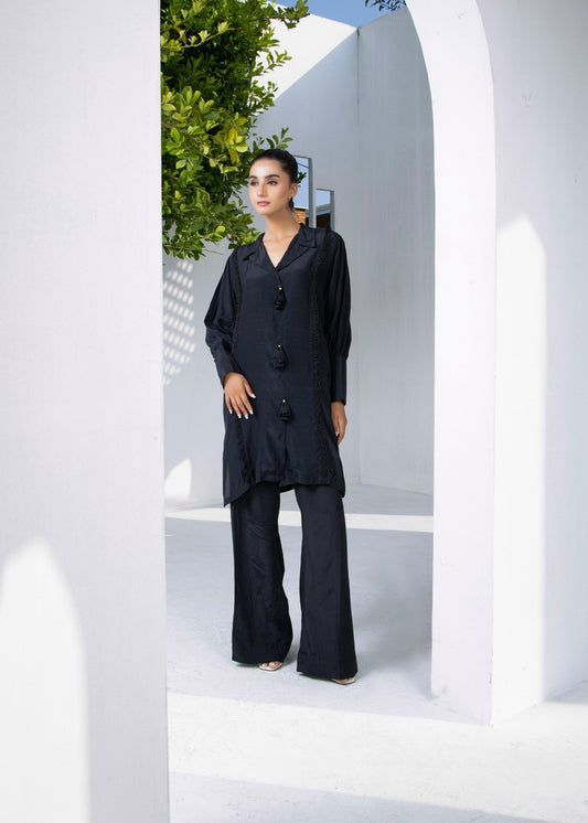 Ladies Black Raw Silk Salwar Kameez Online in UK USA Canada