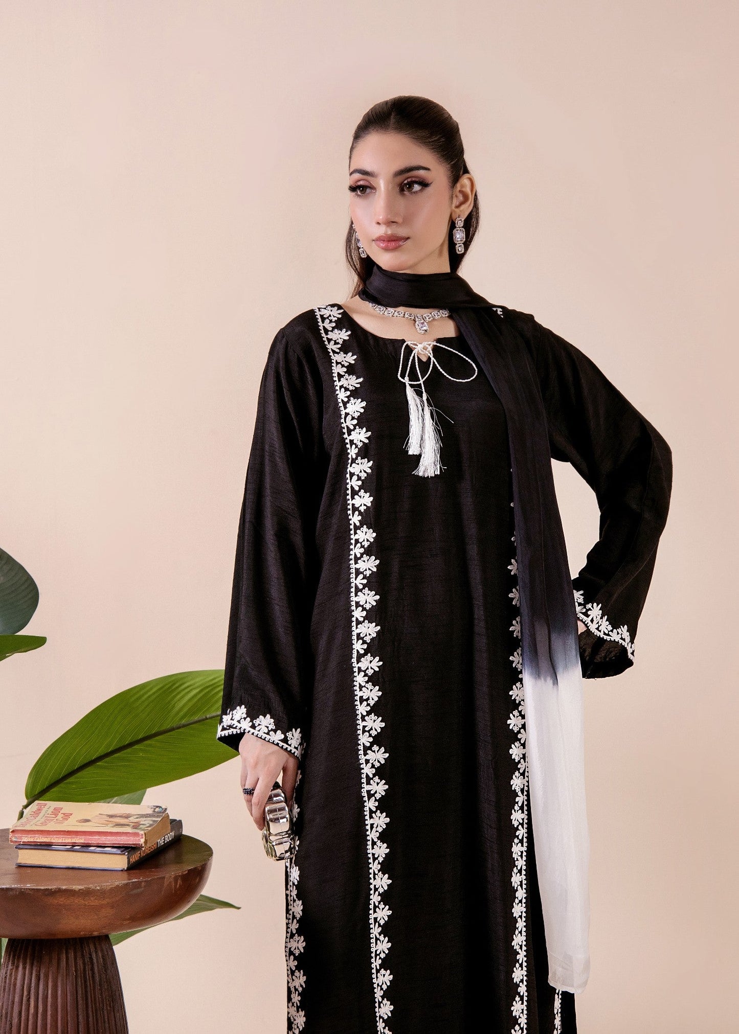 Ladies Black Silk Partywear Salwar Kameez Online in UK USA Canada