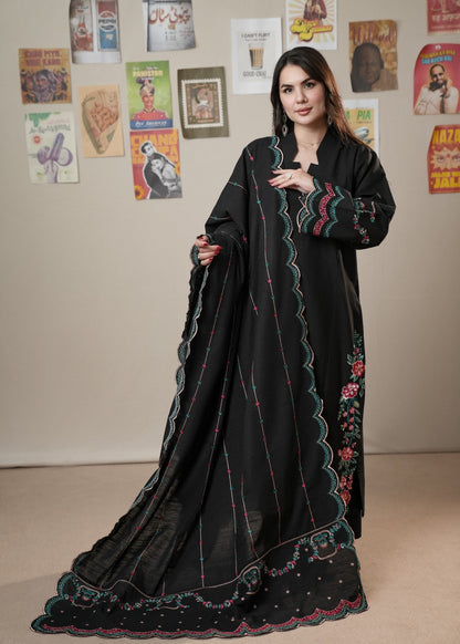 Ladies Black Slub Khaddar Shalwar Kameez Online in KSA Riyadh Saudi Arabia Oman Bahrain Qatar