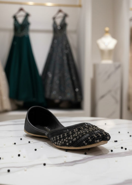 Ladies Black Velvet Embroidered Khussa Online in Dubai DXB UAE Abudhabi Meena Bazaar