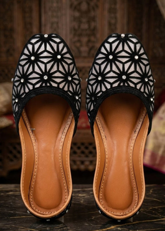 Ladies Black Velvet Jutti Online in KSA Riyadh Saudi Arabia Oman Bahrain Qatar