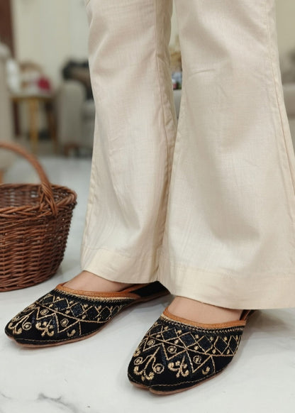 Ladies Black Velvet Jutti Online in KSA Riyadh Saudi Arabia Oman Bahrain Qatar