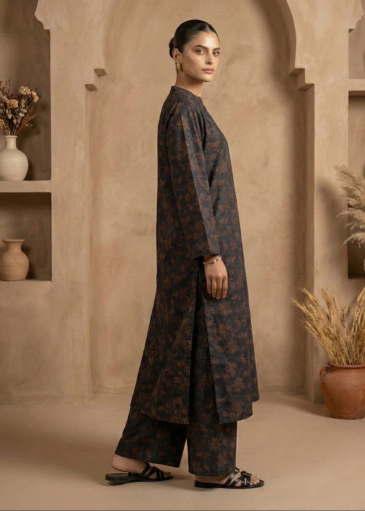 Ladies Black Viscose 2 Piece Kurta Set Online in UK USA Canada