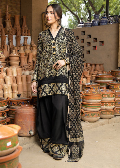 Ladies Black Viscose Embroidered Party Wear Suit Online in UK USA Canada