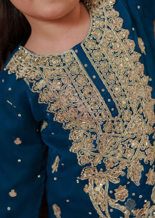 Ladies Blue Chiffon Shalwar Kameez Online in UK USA Canada