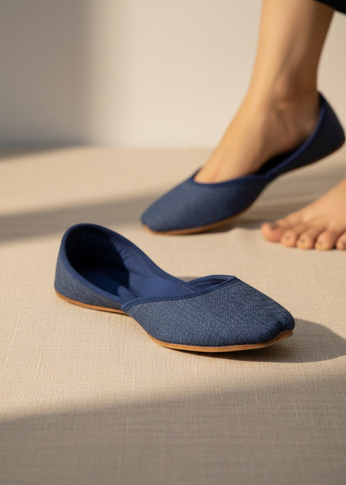 Ladies Blue Cotton Khussa Timeless Comfort Online in UK USA Canada