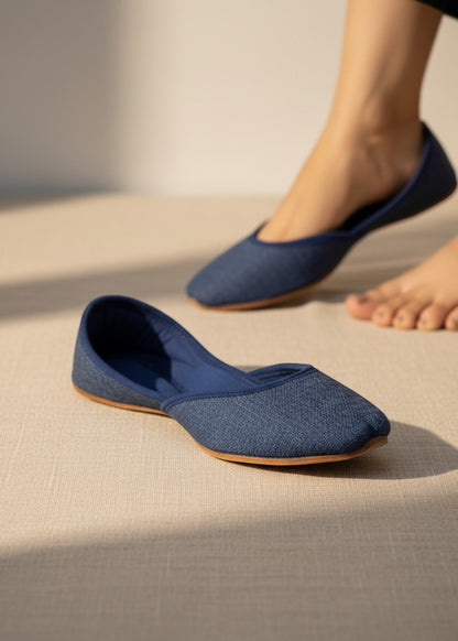 Ladies Blue Cotton Khussa Timeless Comfort Online in UK USA Canada