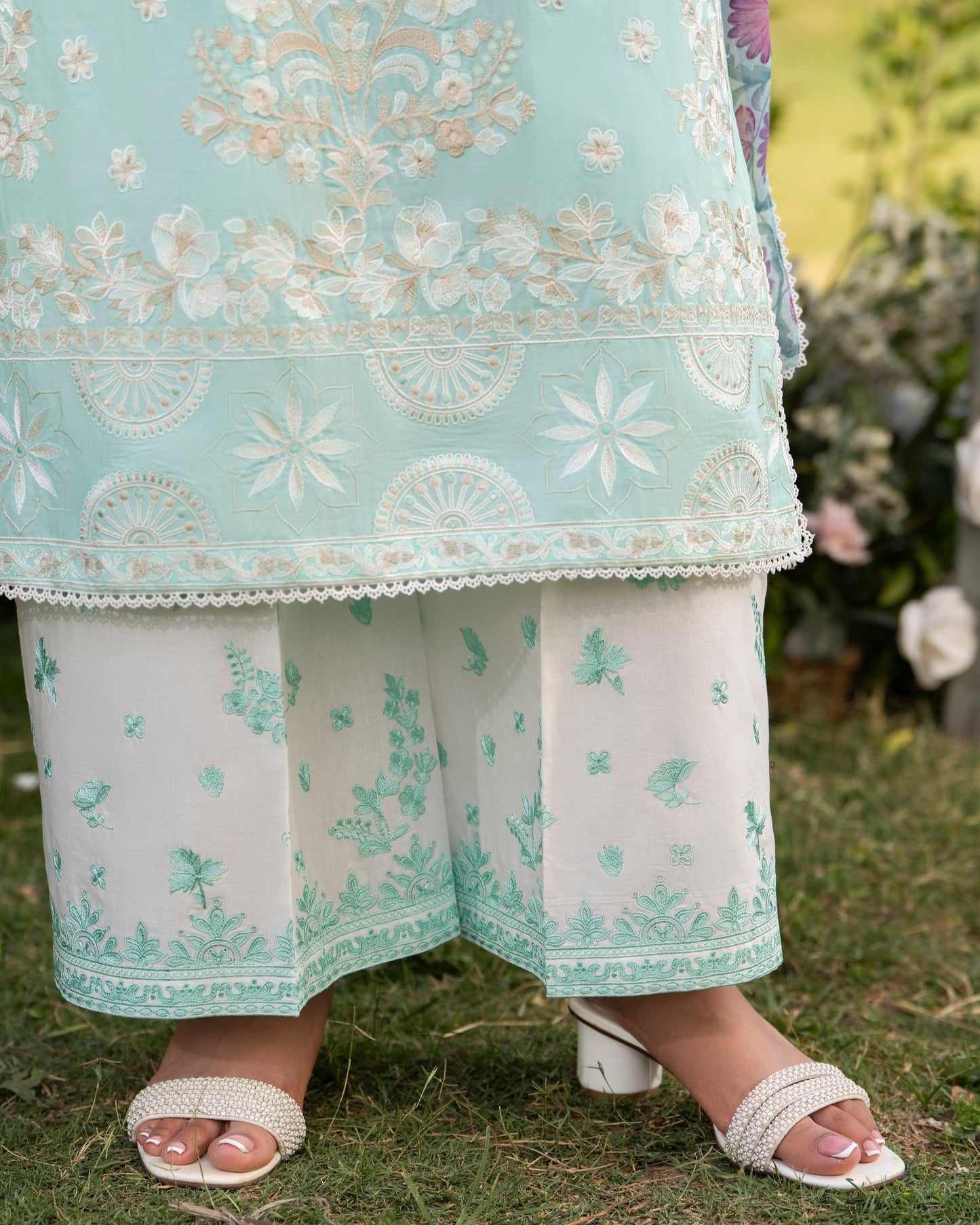 Ladies Blue Embroidered Cotton Dress Online in UK USA Canada