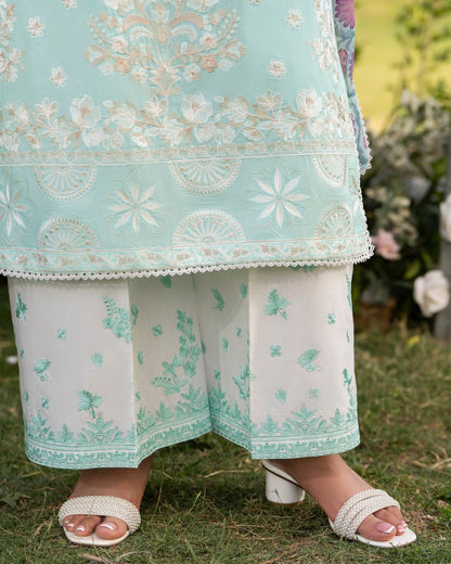 Ladies Blue Embroidered Cotton Dress Online in UK USA Canada