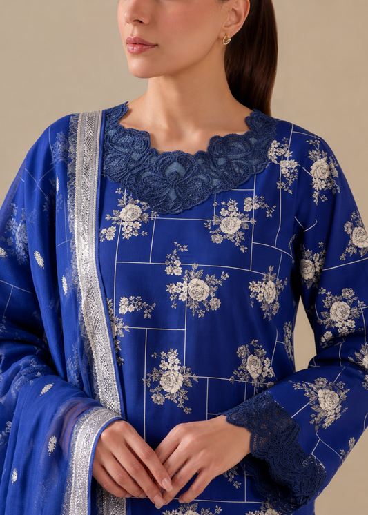 Ladies Blue Embroidered Kurta Pajama Online in UK USA Canada