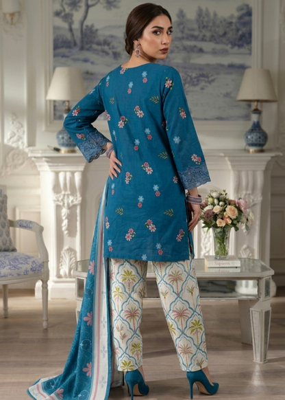 Ladies Blue Embroidered Lawn Kurta Online in UK USA Canada