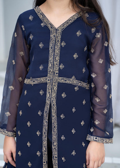 Ladies Blue Embroidered Raw Silk Salwar Suit Online in UK USA Canada