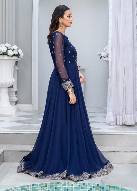 Ladies Blue Embroidered Shalwar Kameez Online in UK USA Canada