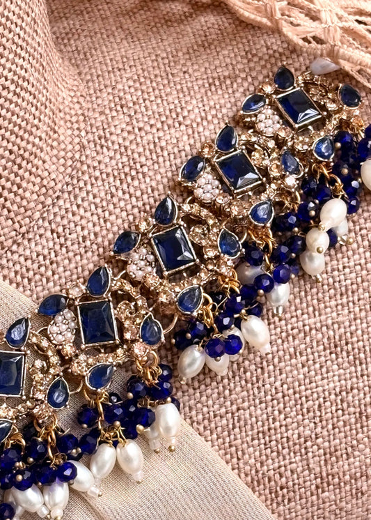 Ladies Blue Metal Necklace and Earrings Set Online in UK USA Canada