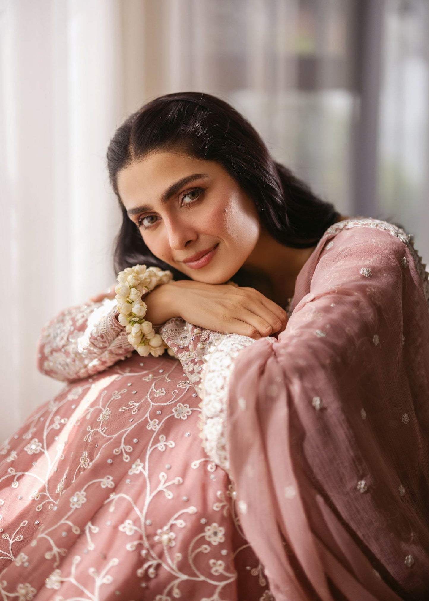 Ladies Blush Pink Chiffon Shalwar Kameez Online in UK USA Canada