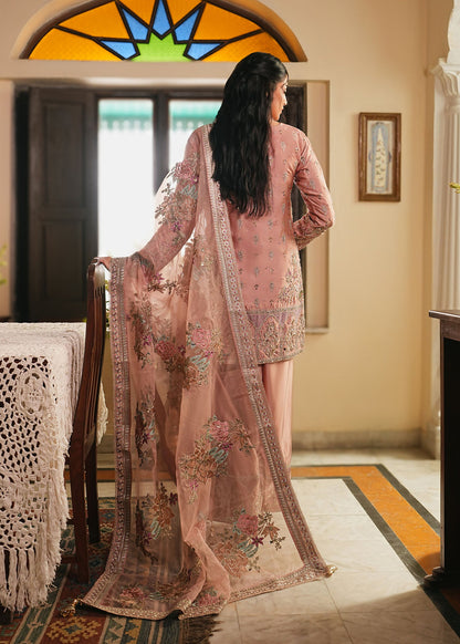 Ladies Blush Pink Embroidered Silk Salwar Kameez Online in KSA Riyadh Saudi Arabia Oman Bahrain Qatar