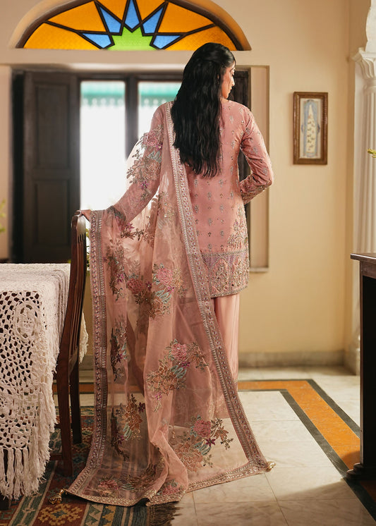 Ladies Blush Pink Embroidered Silk Salwar Kameez Online in KSA Riyadh Saudi Arabia Oman Bahrain Qatar