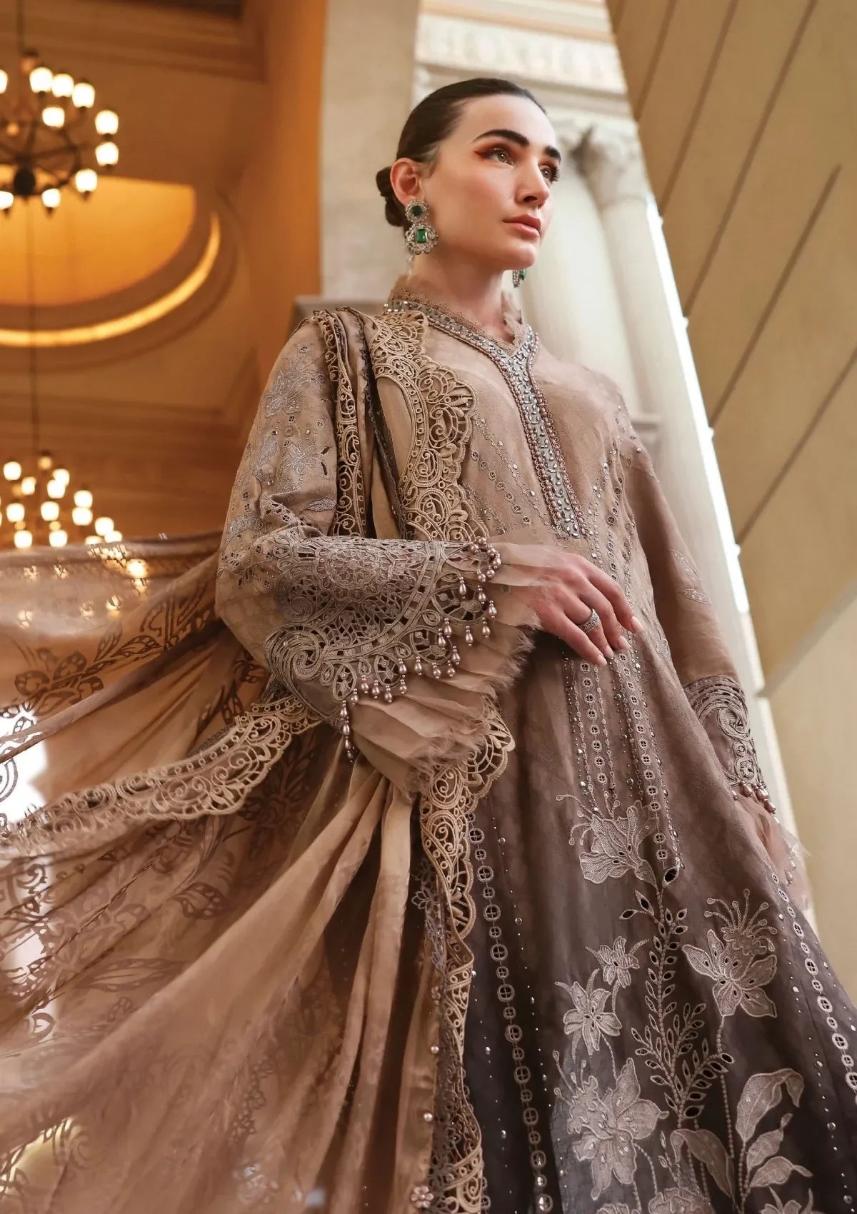 Ladies Brown Lawn Shalwar Kameez Online in UK USA Canada