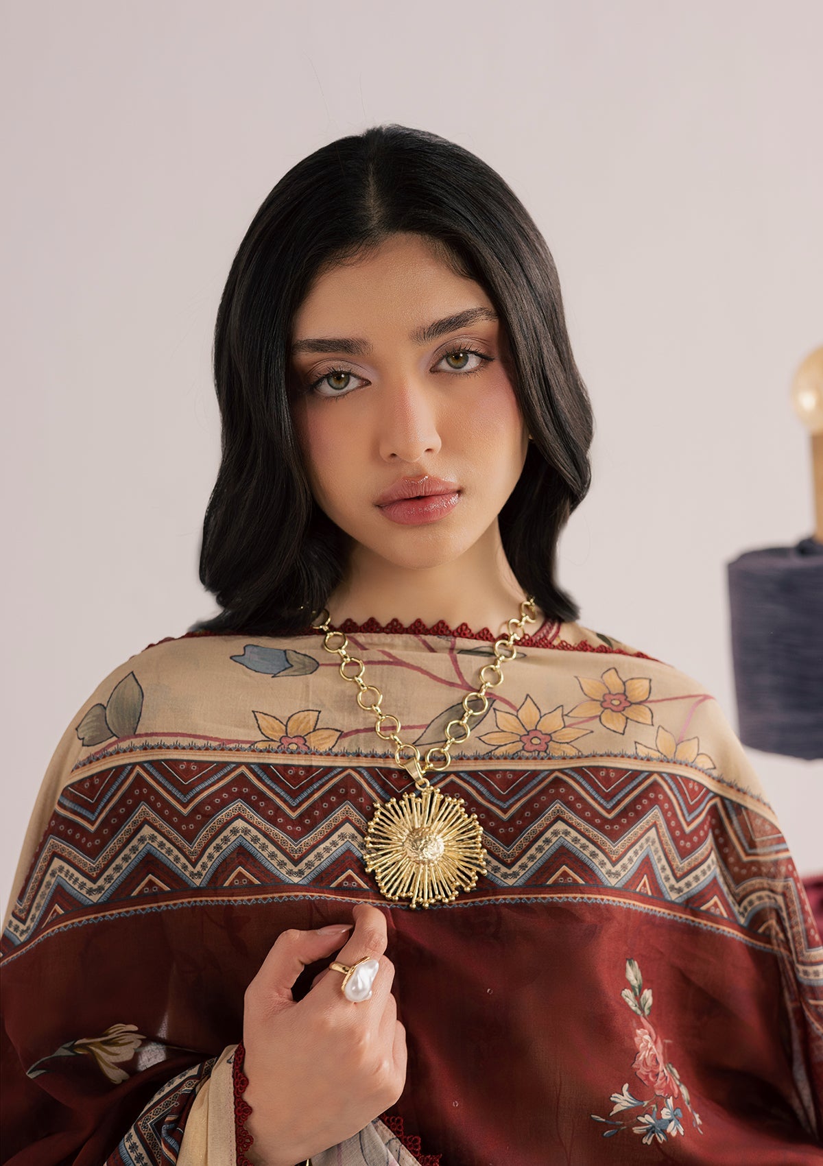Ladies Camel Brown Embroidered Lawn Suit Online in Sri Lanka India Australia
