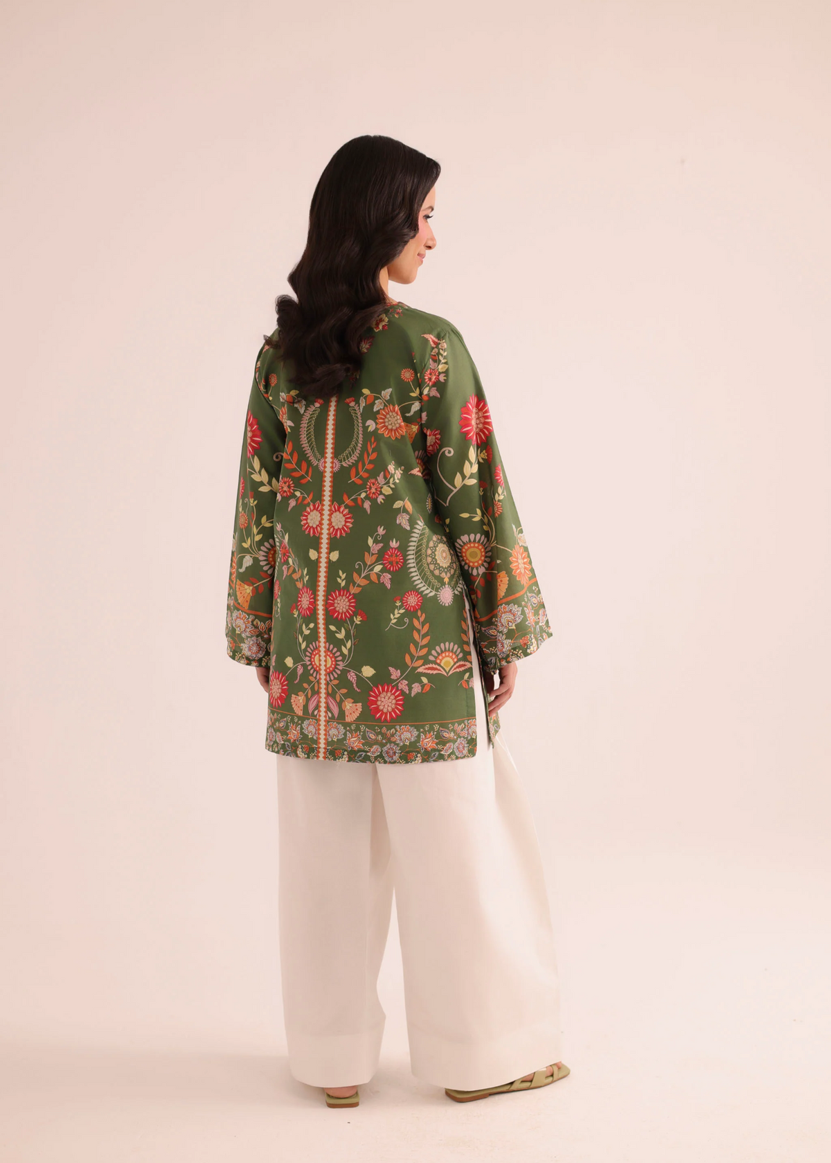 Ladies Casual Olive Green Cotton Kurti Online in KSA Riyadh Saudi Arabia Oman Bahrain Qatar