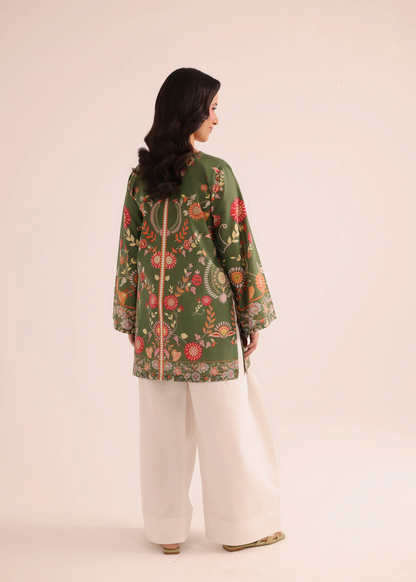 Ladies Casual Olive Green Cotton Kurti Online in KSA Riyadh Saudi Arabia Oman Bahrain Qatar