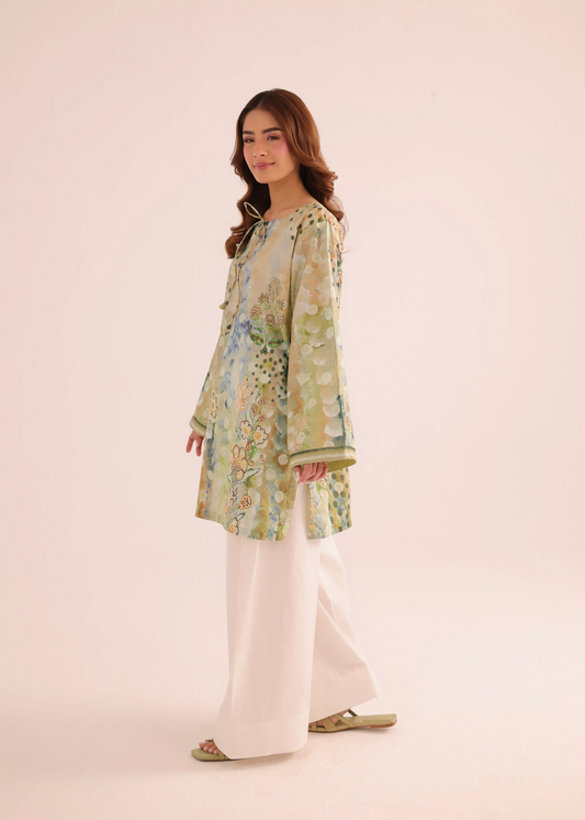 Ladies Casual Pistachio Green Poly Lawn Top Online in UK USA Canada