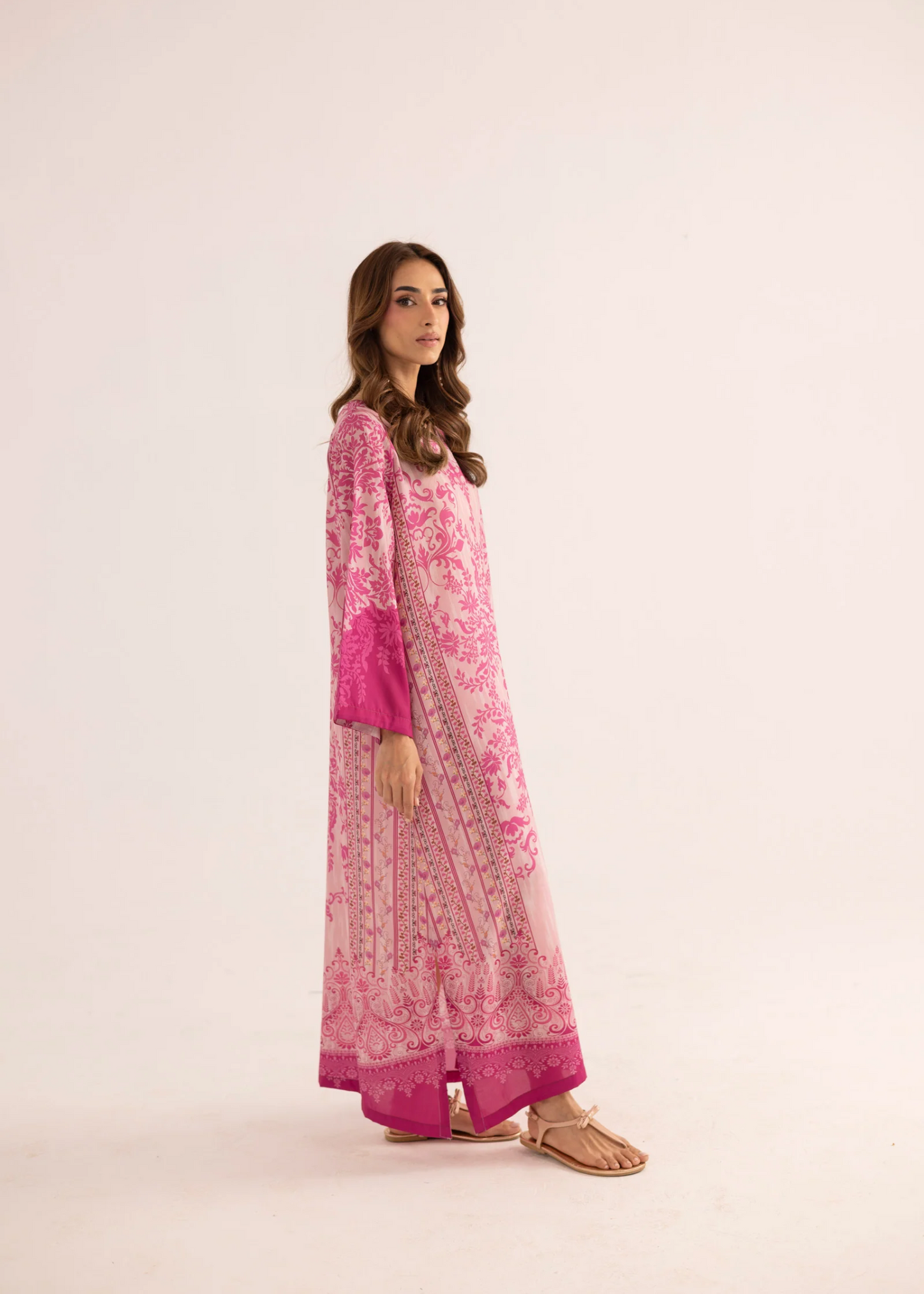 Ladies Casual Wear Watermelon Pink Kaftan Online in UK USA Canada