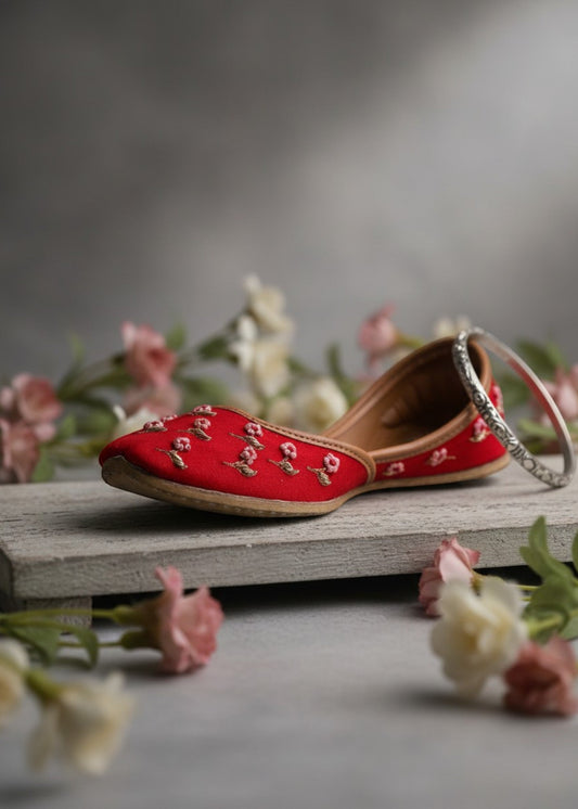 Ladies Cherry Red Leather Sole Khussa Online in KSA Riyadh Saudi Arabia Oman Bahrain Qatar