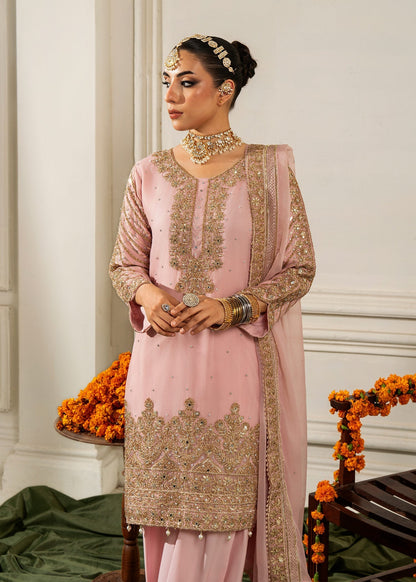 Ladies Chiffon Blush Pink Party Suit Online in UK USA Canada