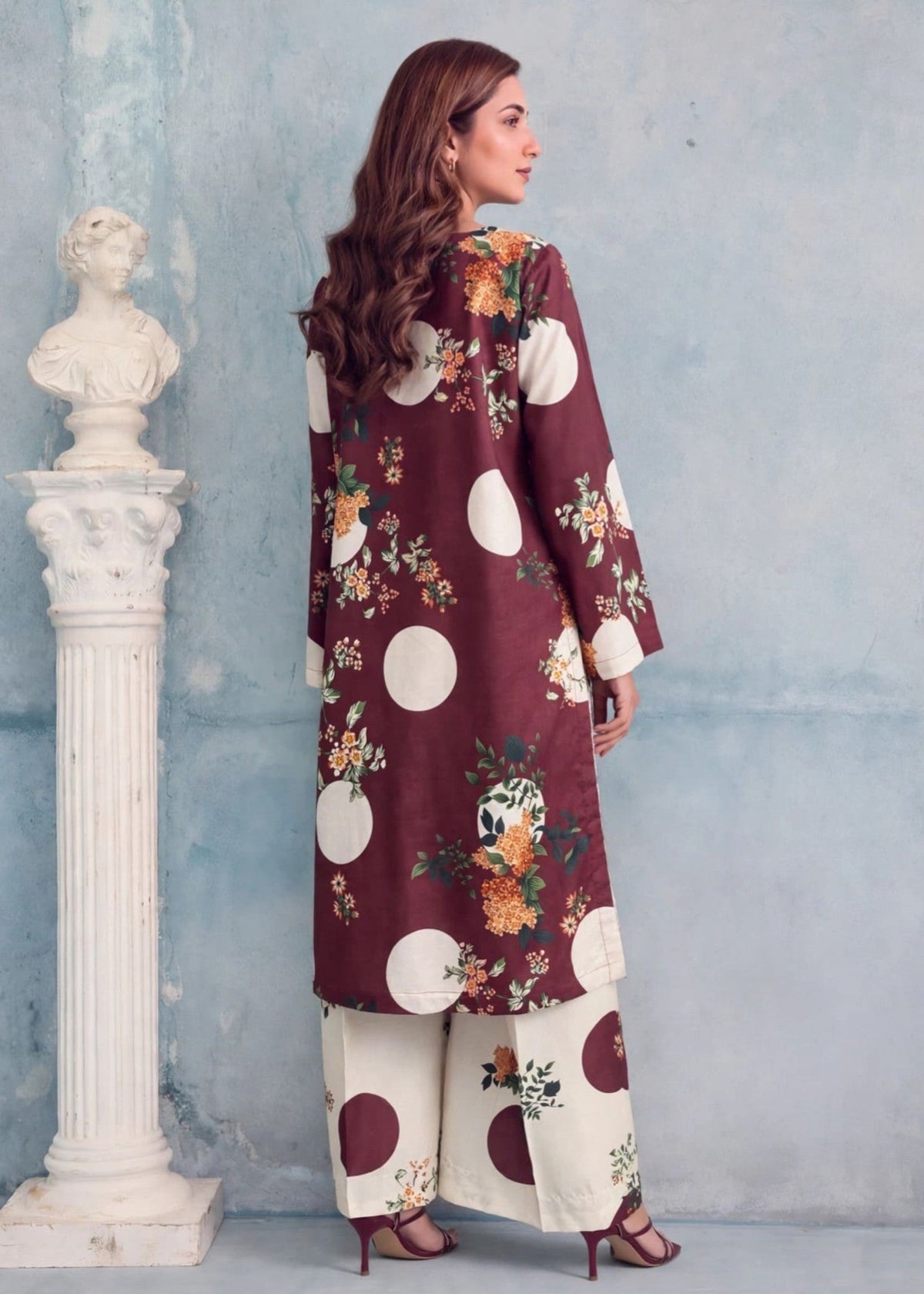 Ladies Chocolate Brown Cotton Kurta Set Online in KSA Riyadh Saudi Arabia Oman Bahrain Qatar