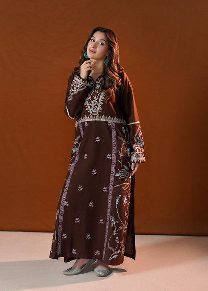 Ladies Chocolate Brown Khaddar Kurta Set Online in KSA Riyadh Saudi Arabia Oman Bahrain Qatar