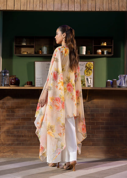Ladies Cream Chiffon Kaftan Top and Slip Online in UK USA Canada