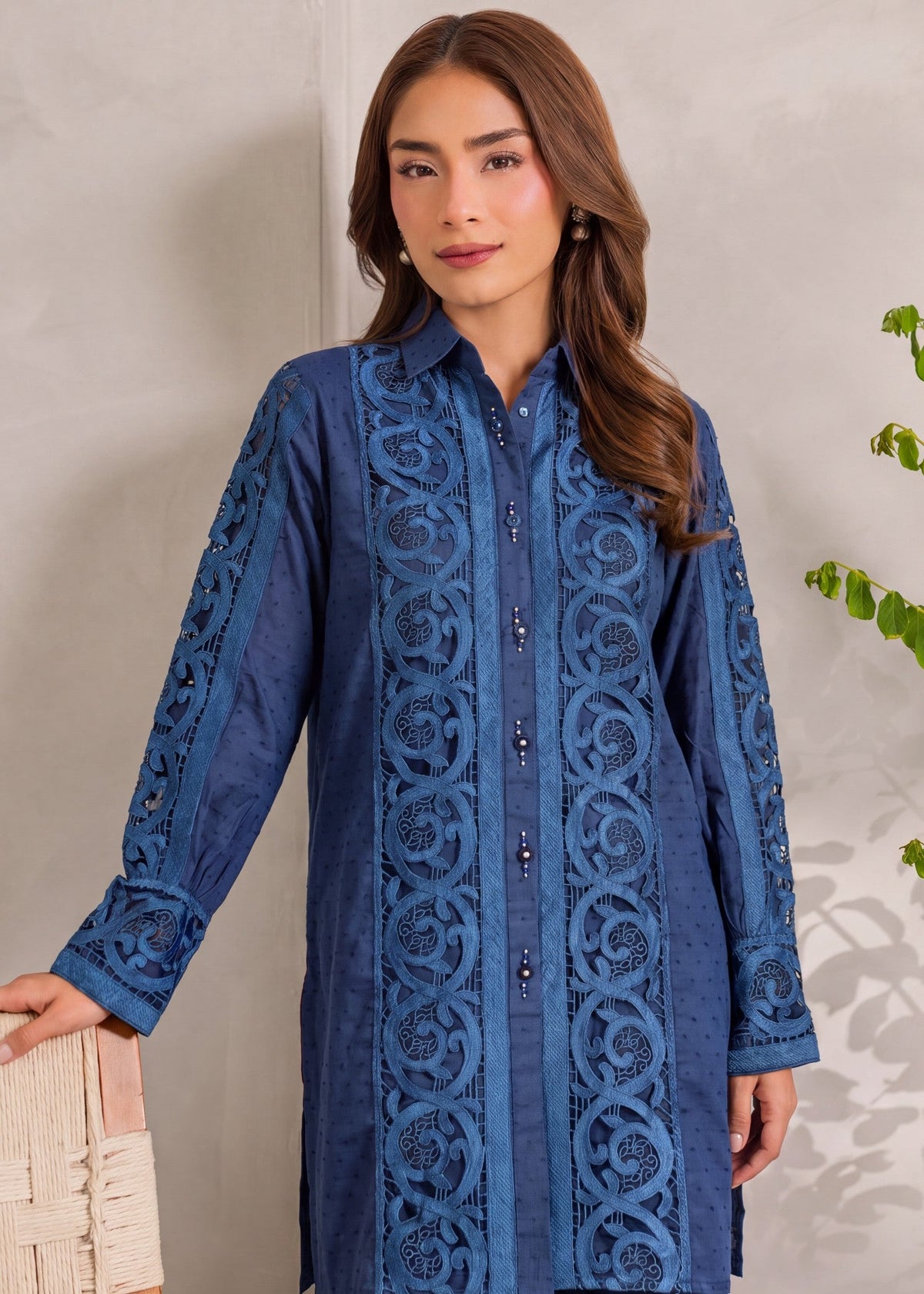 Ladies Dark Blue Cut Work Shalwar Kameez Online in UK USA Canada
