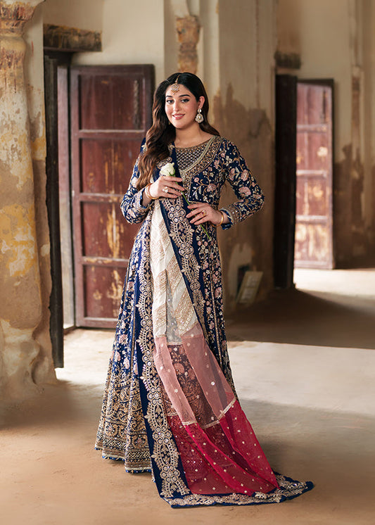 Ladies Dark Blue Handwoven Chiffon Suit Online in UK USA Canada