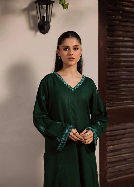 Ladies Dark Green Lawn Kurta Set Summer Wear Online in UK USA Canada