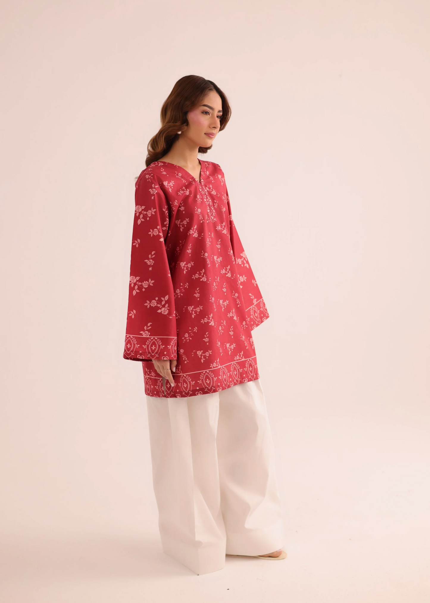 Ladies Digital Print Brick Red Shalwar Kameez Online in UK USA Canada