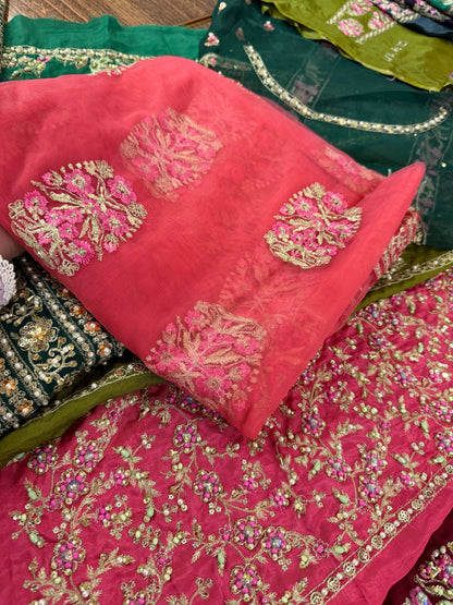 Ladies Embellished Raw Silk Lehenga for Bridal Online in UK USA Canada