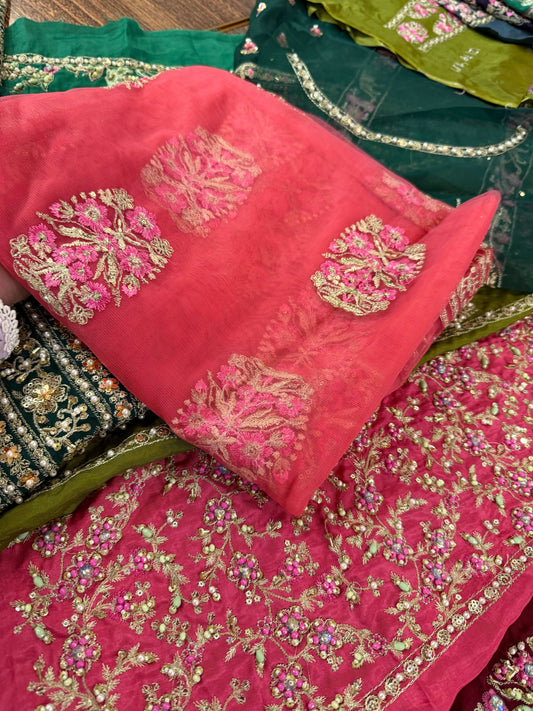 Ladies Embellished Raw Silk Lehenga for Bridal Online in UK USA Canada