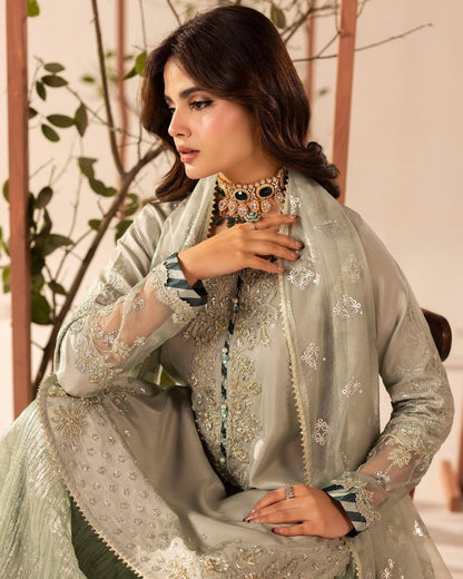 Ladies Embellished Aqua Sharara Suit Online in UK USA Canada