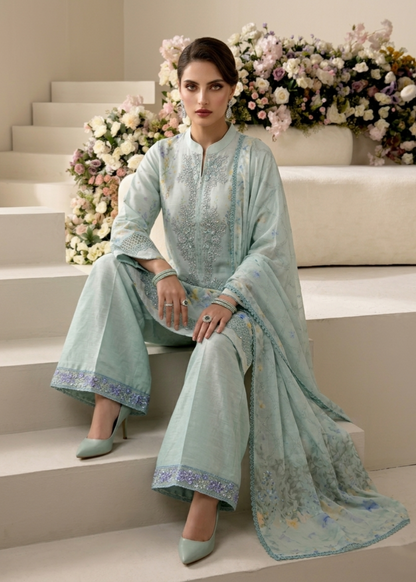 Ladies Embellished Aquamarine Shalwar Kameez Online in UK USA Canada