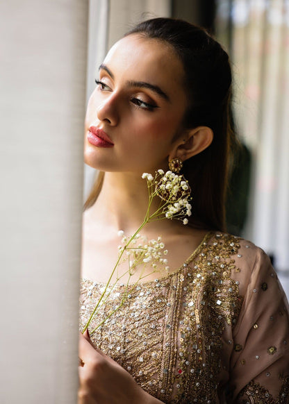 Ladies Embellished Beige Shalwar Kameez Online in UK USA Canada