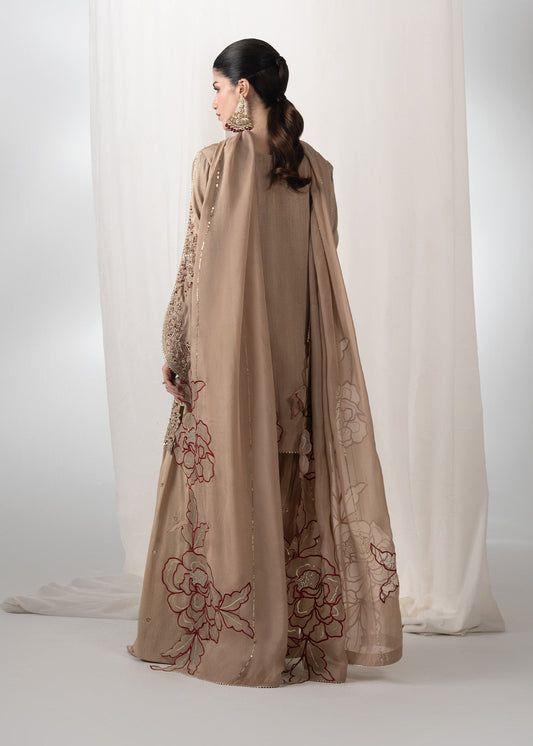 Ladies Embellished Beige Shalwar Kameez Online in UK USA Canada