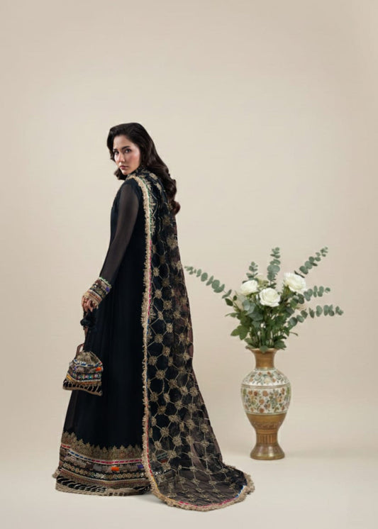 Ladies Embellished Black A-Line Pishwas with Net Dupatta Online in UK USA Canada