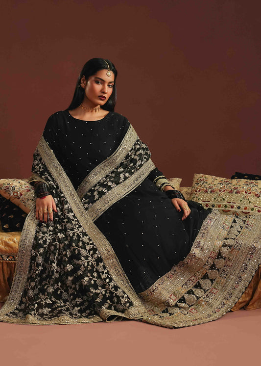 Ladies Embellished Black Chiffon Maxi Dress Online in UK USA Canada