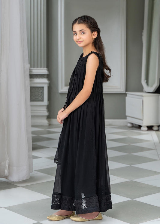 Ladies Embellished Black Chiffon Partywear Outfit Online in UK USA Canada