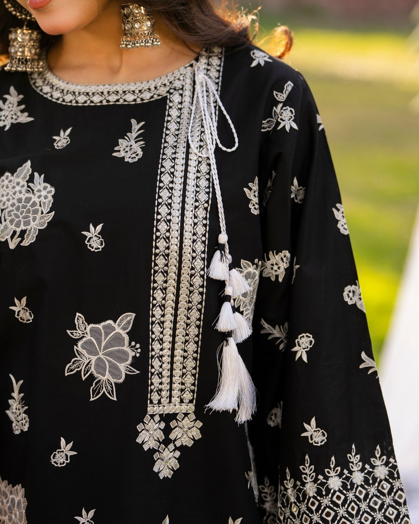 Ladies Embellished Black Cotton Shalwar Kameez Online in UK USA Canada