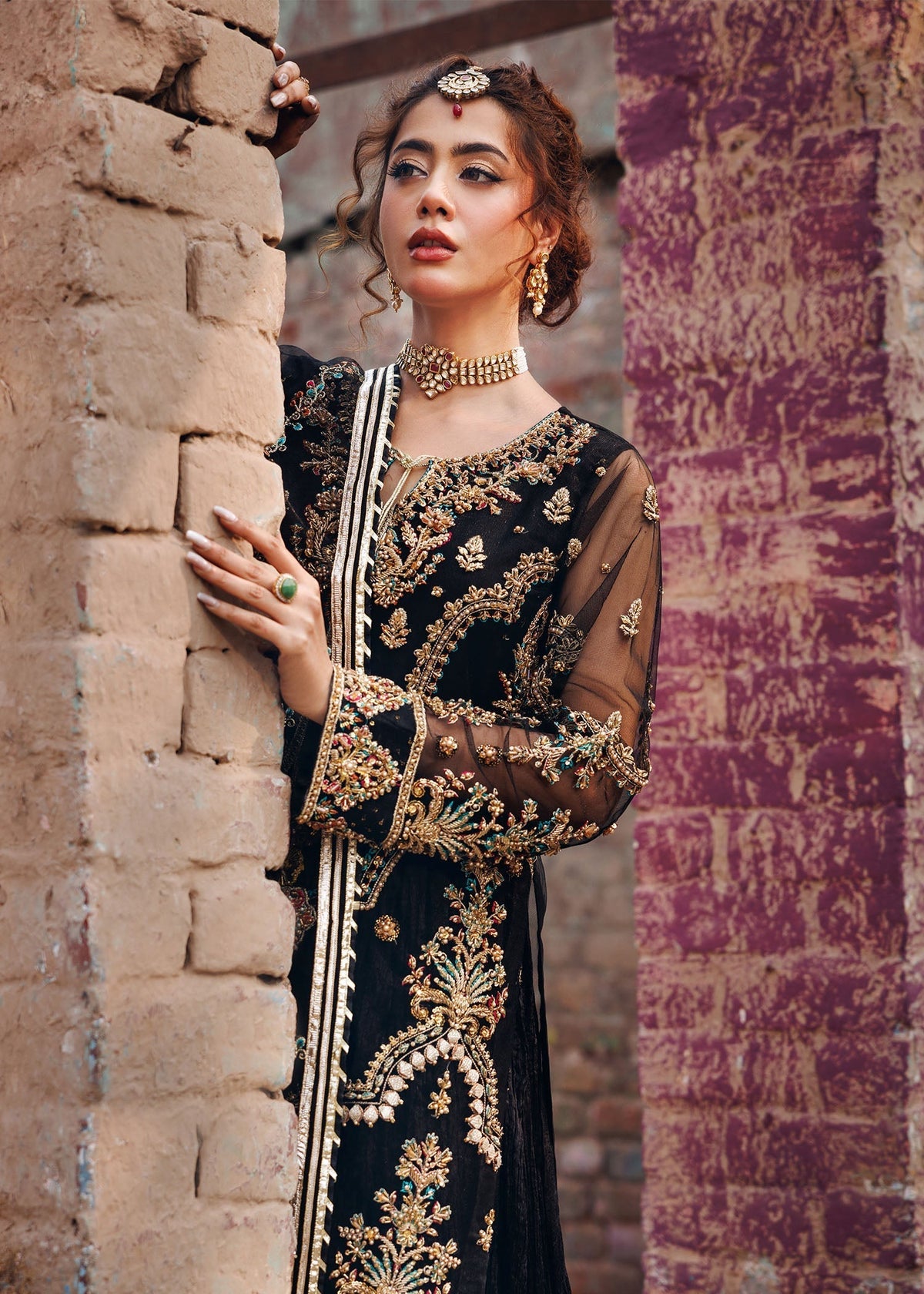 Ladies Embellished Black Net Pakistani Suit Online in UK USA Canada