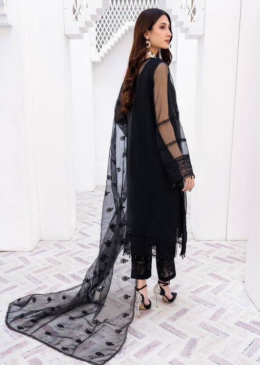 Ladies Embellished Black Organza Shalwar Kameez Online in UK USA Canada