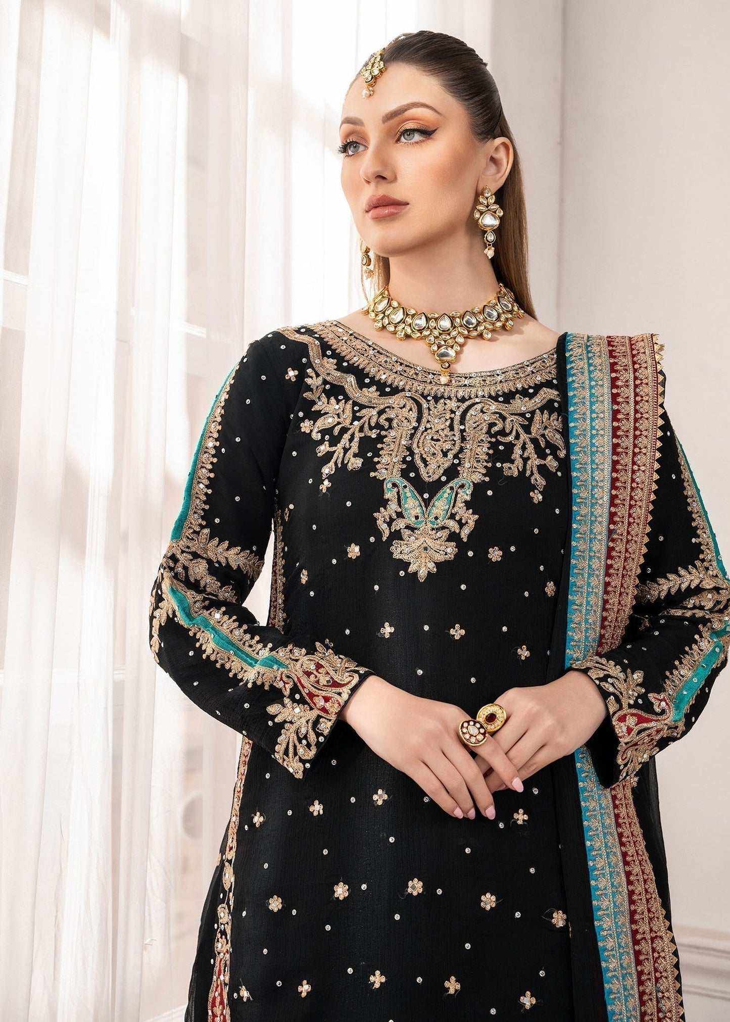 Ladies Embellished Black Shalwar Kameez Online in UK USA Canada