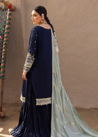 Ladies Embellished Blue Raw Silk Salwar Kameez Online in UK USA Canada